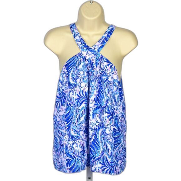 Lilly Pulitzer Rori Baha Blue Bird Tie Halter Top Size XS - Picture 1 of 3